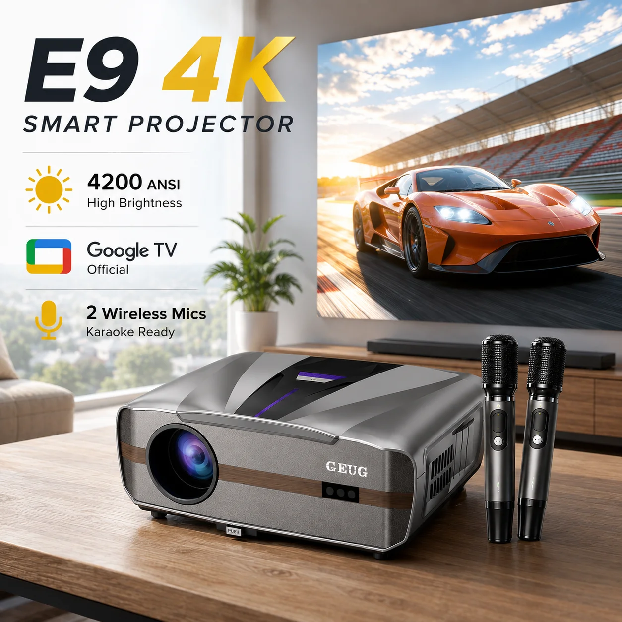 Home Cinema Karaoke Projector - Neuer E9 4KUHD Projektor Smart 4200ANSI