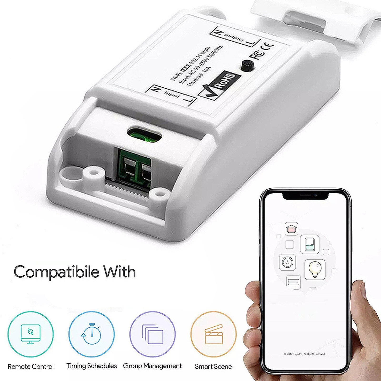 Universal Remote Control - 1 Stück WLAN-Smart-Home-Schalter, weiß, professionelles Modifikationssystem,
