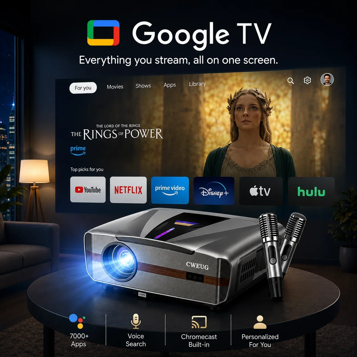 Neuer E9 4KUHD Projektor Smart – Home Cinema Karaoke Projector Bewertung und Preis